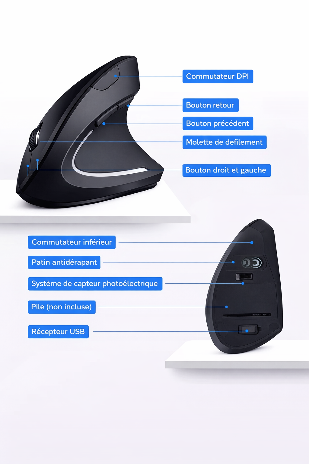 Souris Ergonomique Verticale sans fils Ervity