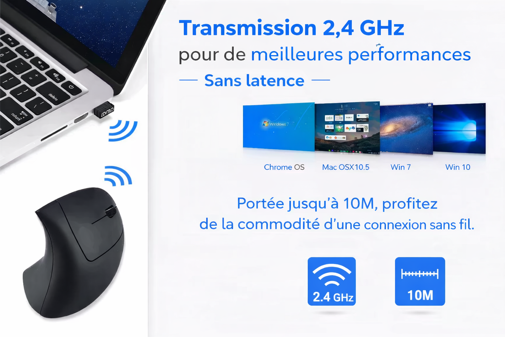 Souris Ergonomique Verticale sans fils Ervity
